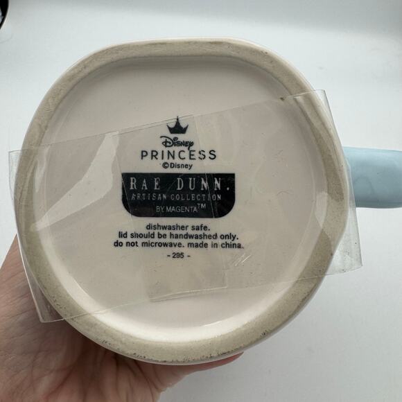 Rae Dunn Disney Princess Mug A Dream Come True Glass Slipper Lid Blue Handle - Picture 5 of 5